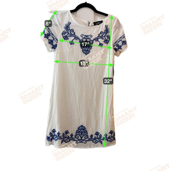 Cute White Lulus Dress with Blue Accent Size XSmall - Picture 7 of 7